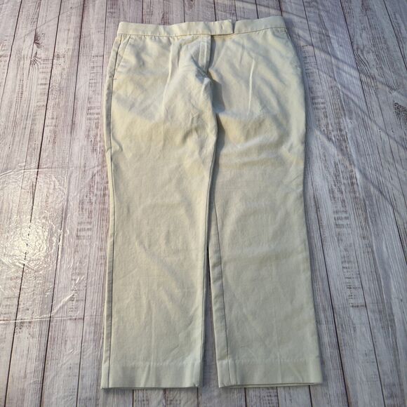 Ann Taylor Women’s Pants  Cream Cotton Blend Straight Leg Trousers - Size 12 - Picture 1 of 7